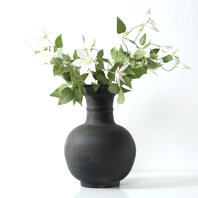 Approx.16" Earthy Gray Pottery Vase Globular Shape