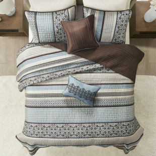 Rugeley Microfiber Reversible Quilt Set Alcott Hill Color: Taupe, Size: Queen Quilt + 2 Queen Shams