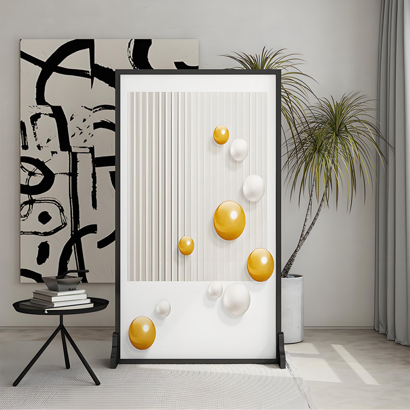 Brendolyn, 70.87" H x 31.5" W x 1.57" D, Black/White/Grey/Gold