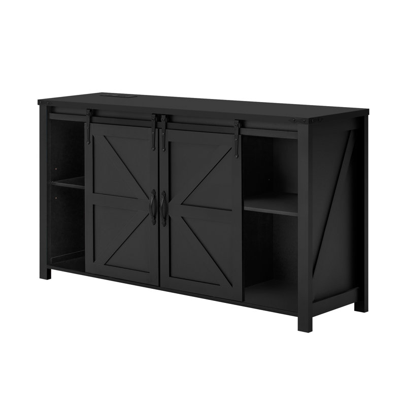 Buffet de 55,1 pouces avec rangement, Noir