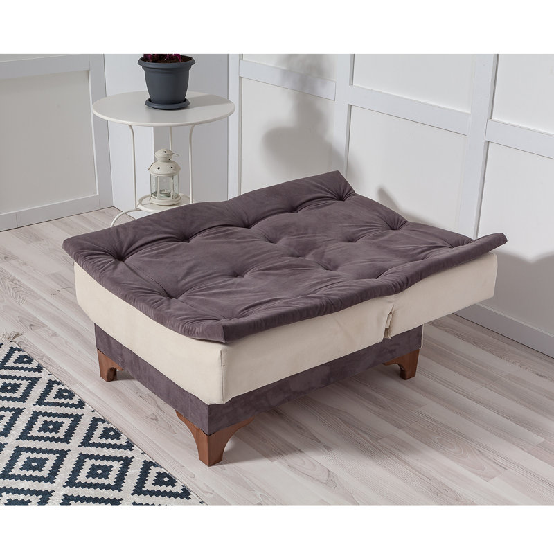 Fauteuil convertible capitonné l 29,53 po Crosland, Anthracite / tricot crème