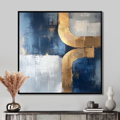 Nyklaus géométrique or bleu et gris Pure Form II - art géométrique abstrait