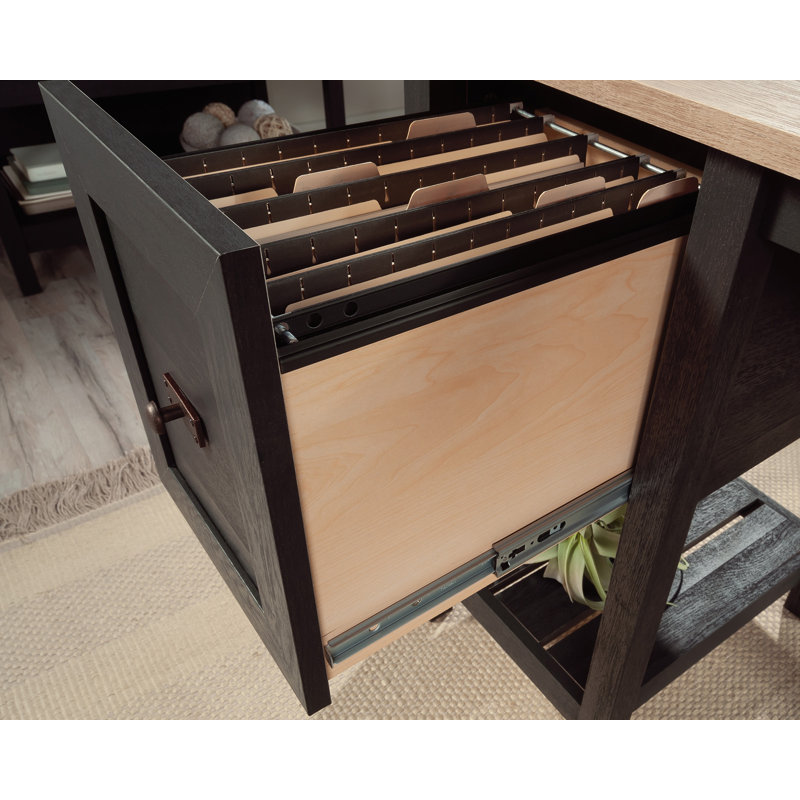 Raven Oak Executive Desk with Drawers and Filing Cabinet