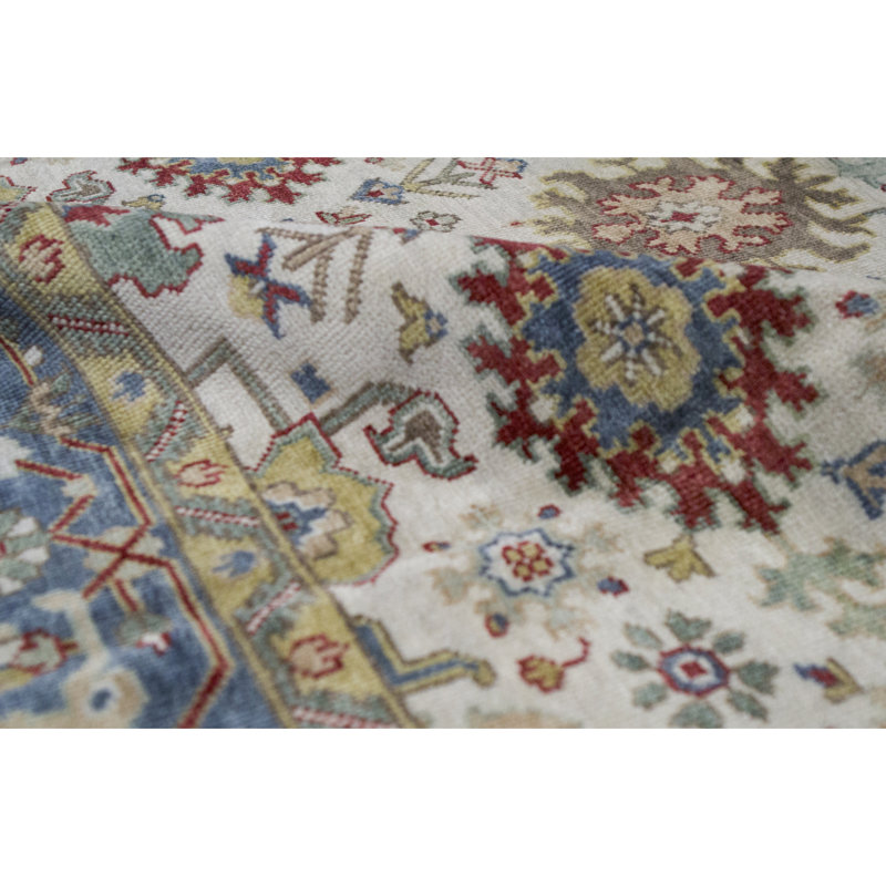Sultanabad Hand-Knotted High-Quality Ivory and Blue Area Rug