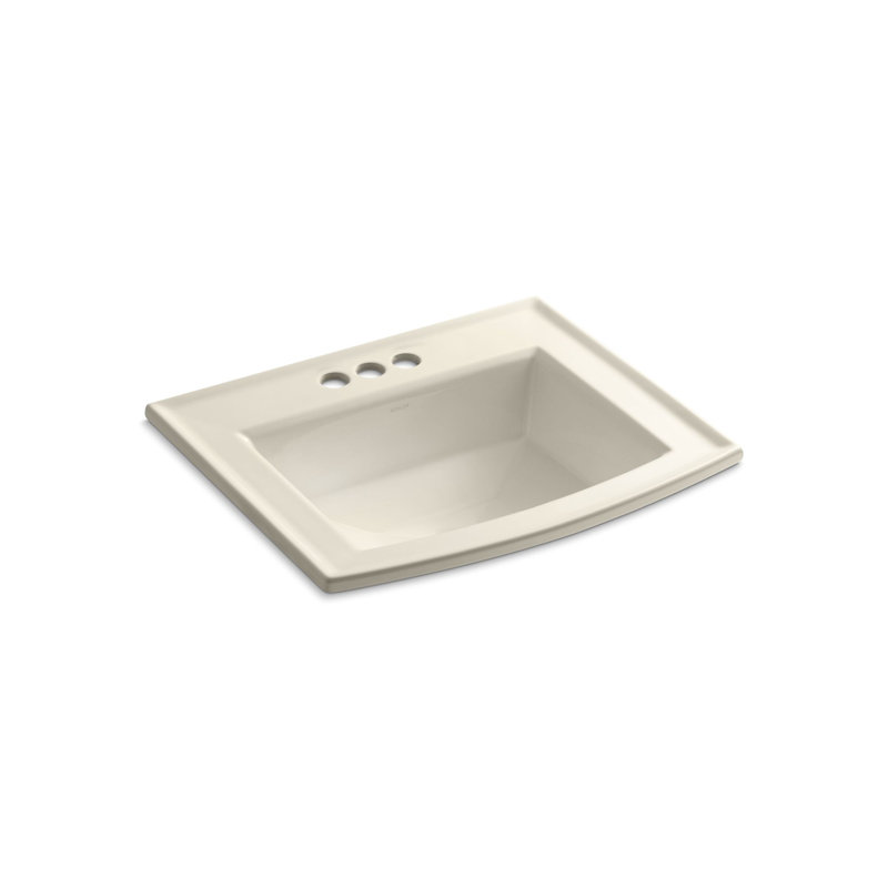 Archer Vitreous China Rectangular Drop-In Bathroom Sink with Overflow, Almond, 4'' Centers