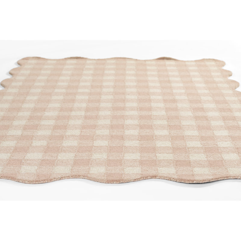 Momeni Lily Hand Tufted Wool Plaid Pink Area Rug 5' X 7'6", Rectangle 5' x 7'6"