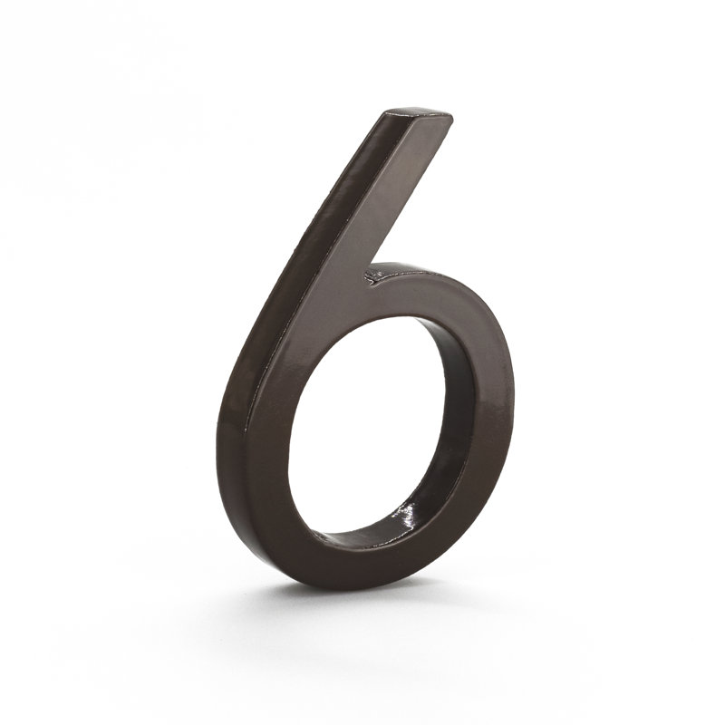 10 in. Flat Floating Mount House Number, 6, Satin Nickel/Hunter Green