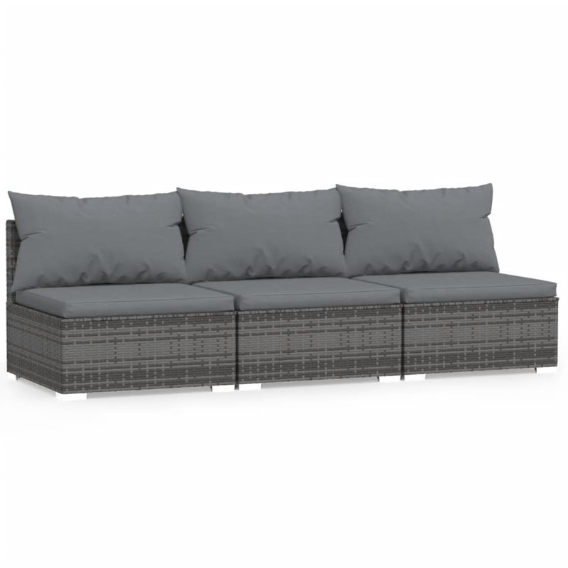 82.7" Wide Rectangle Patio Sofa with Cushions, Gray, Gray