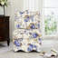 Chaise de salle à manger en flanelle bleue avec motif floral - sans accoudoirs avec coussin lombaire, rembourrée de mousse pour plus de confort