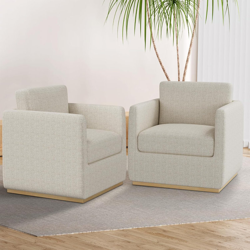 Premium Barrel Swivel Chair, Beige 