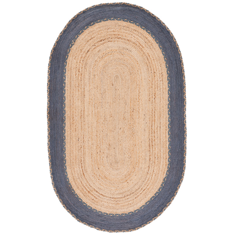Treiber Natural Fiber Hand Loomed Jute/Cotton Rug in Brown/Dark Gray, Oval 5' x 8'