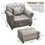 Canapé Chesterfield moderne de 41,3 po de style Mid-Century avec garniture cloutée, accoudoirs roulés, capitonné et coussin-92187003