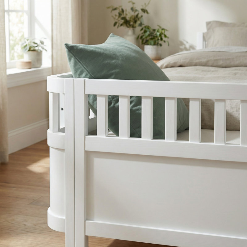 Grand lit plateforme en bois, Blanc