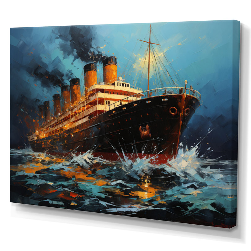 Boat Titanic Collage Interwoven II - Imprimé, H 34 po x l 44 po x P 1,5 po, Toile tendue