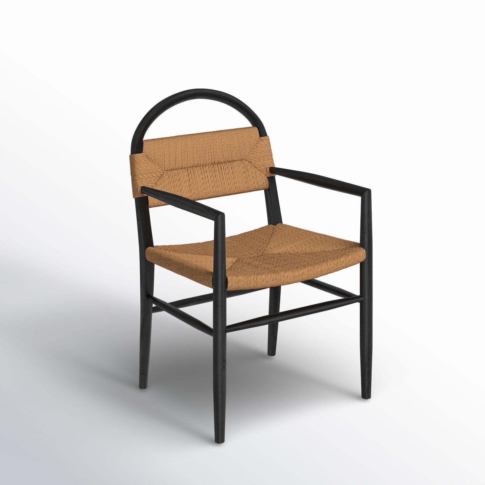 Kashmir Solid Wood Arm Chair, Brown, Black