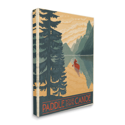 Paddle Your Own Canoe Phrase Mountain Lake Adventure XXL Stretched Canvas Wall Art by Janelle Penner