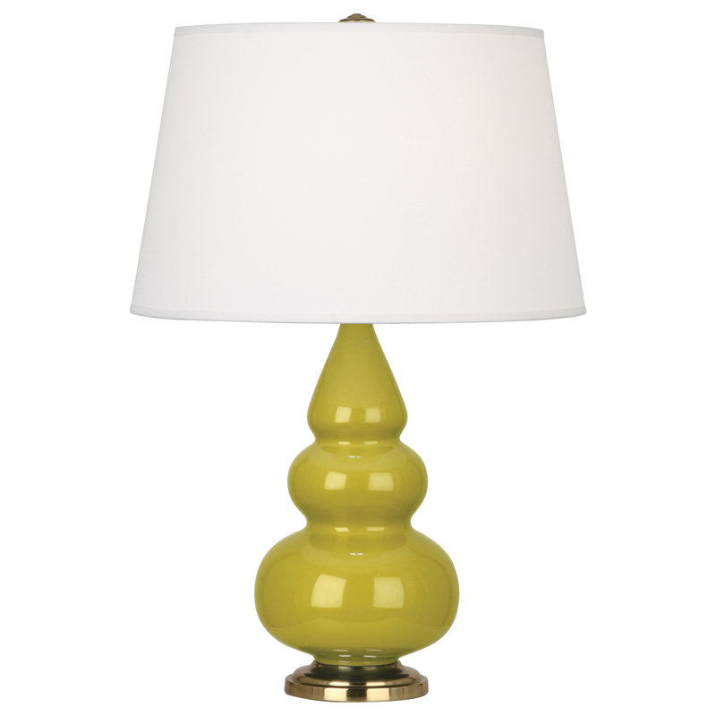 Small Triple Gourd Table Lamp, Citron/Antique Brass, Antique Brass