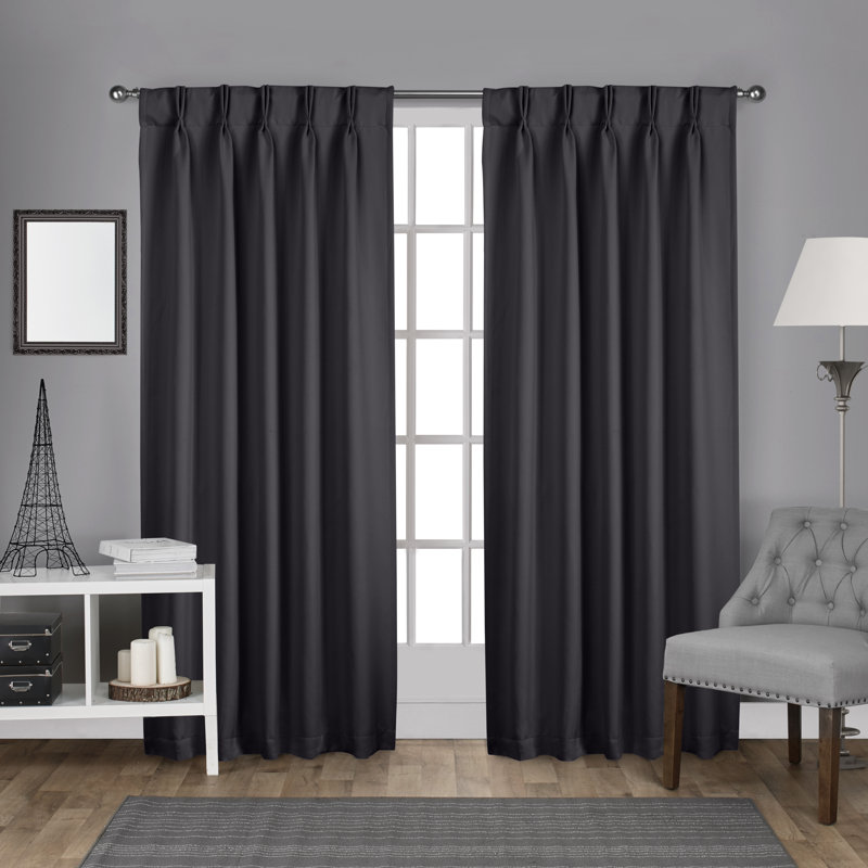 Sateen Room Darkening Curtain Pair, Charcoal, 26" W x 63" L
