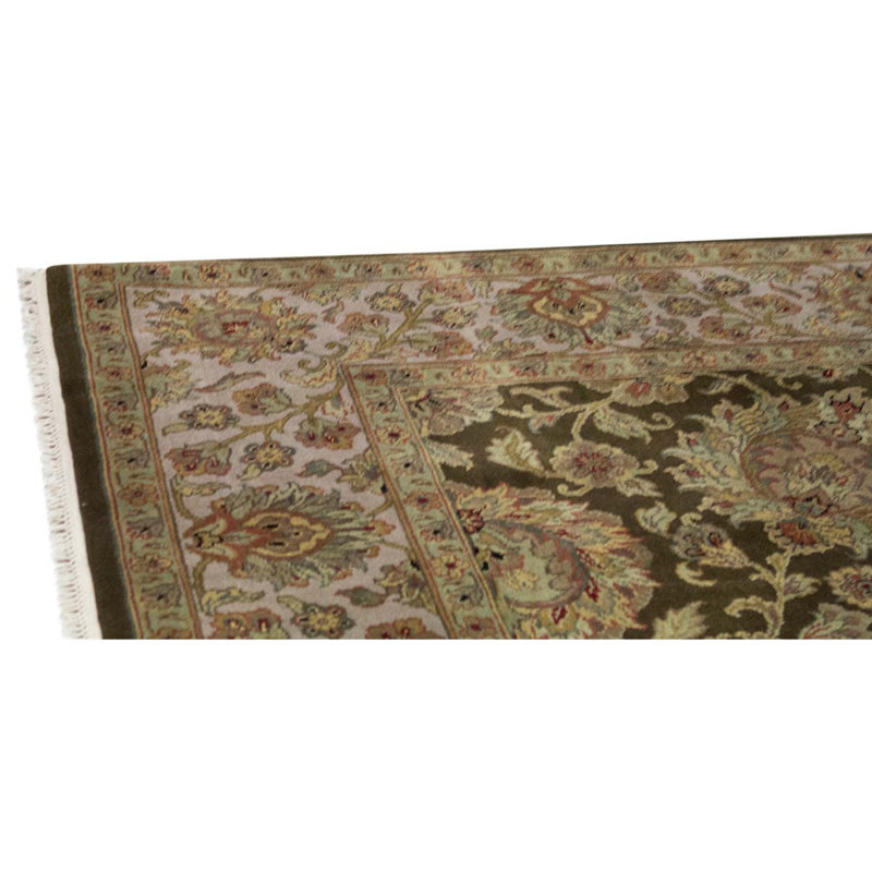 Tapis brun / beige / ivoire / gris noué à la main