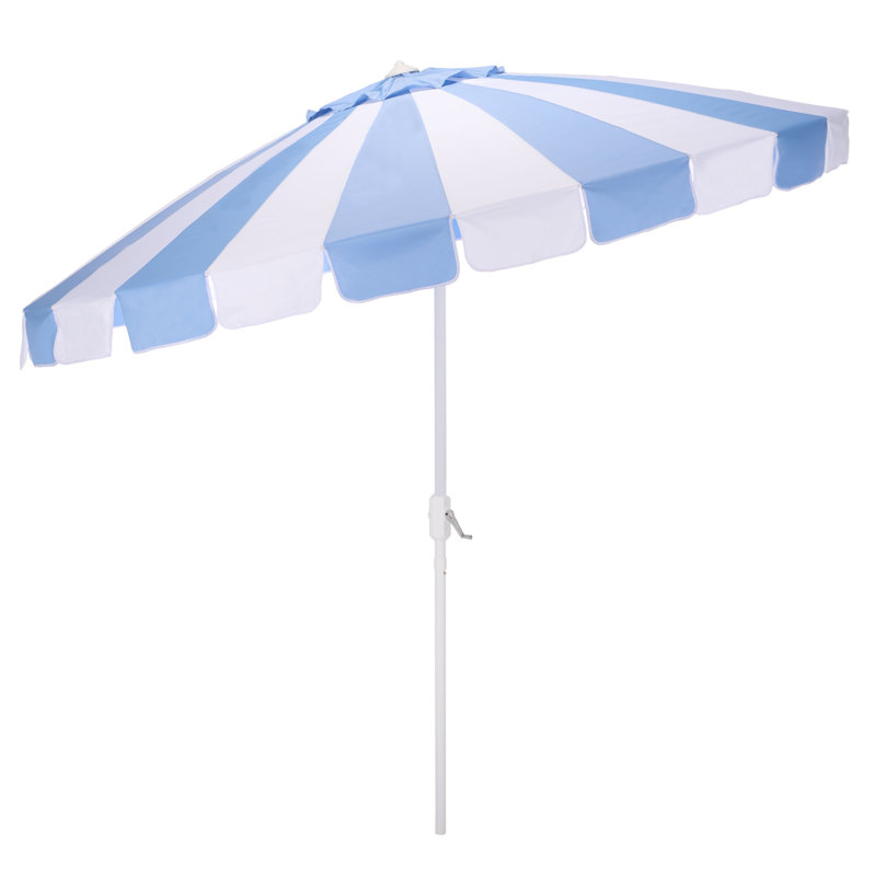 Parasol à manivelle 9 pi Buti, Bleu bébé rayé