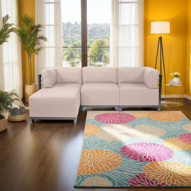Canapé modulaire avec coussins Olen, Titane, Sable Sunbrella
