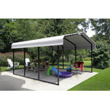 Abri d'auto en acier noir galvanisé / coquille d'œuf 10 x 15 x 7 pi