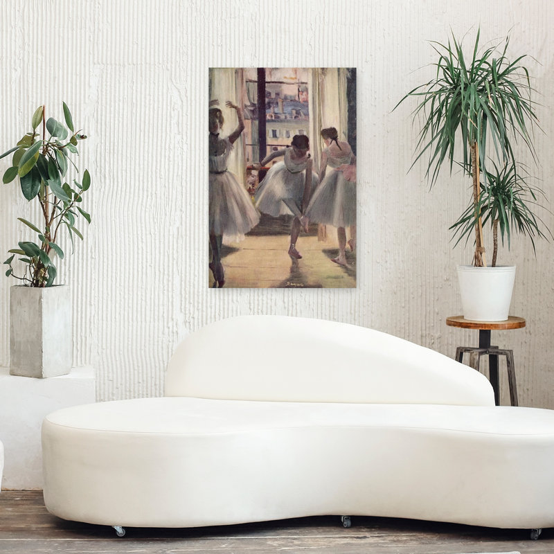 Drei Tanzerinnen In Einem Ubungssaal Classic Contemporary Wall Art Print by Edgar Degas - Wrapped Canvas Print