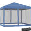 Tente escamotable 10 'X avec filet. Pavillon de jardin instantané pour regarder les nuages à l'extérieur. Bleu, hauteur réglable, salle 10 détente.