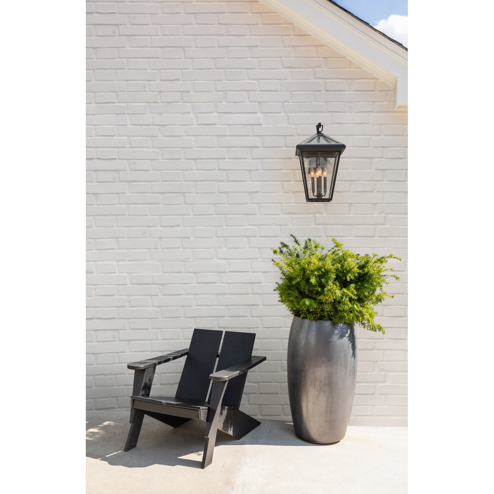 Lalla 3 Light Empire Outdoor Aluminum Wall Light, Museum Black, 20.5" H x 12" W x 13.5" D, 3 Lights