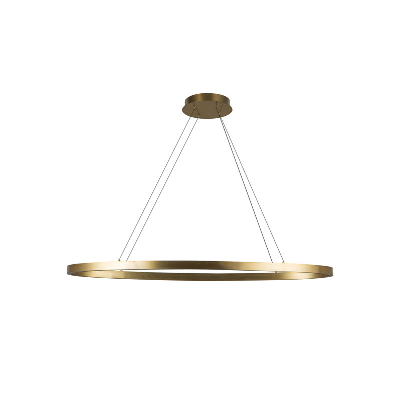 Ovale 1 - Light LED Unique/Statement Pendant, Brushed Gold,  1.5" H x 39.375" W x 15.75" D