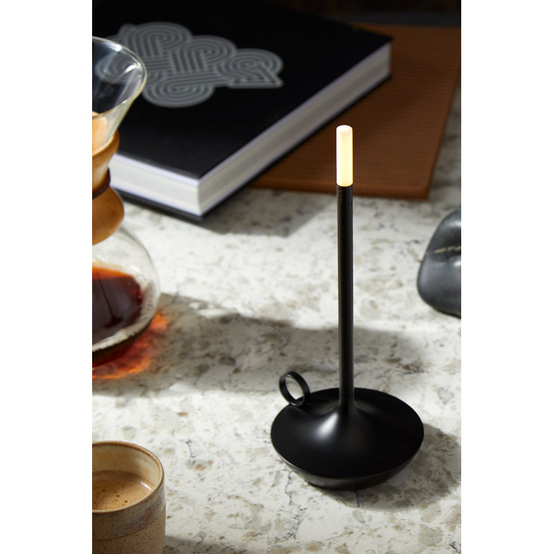 Candle-Inspired Portable Rechargeable Lamp - Wick, Black, 10.2" H x 4.7" W x 4.7" D
