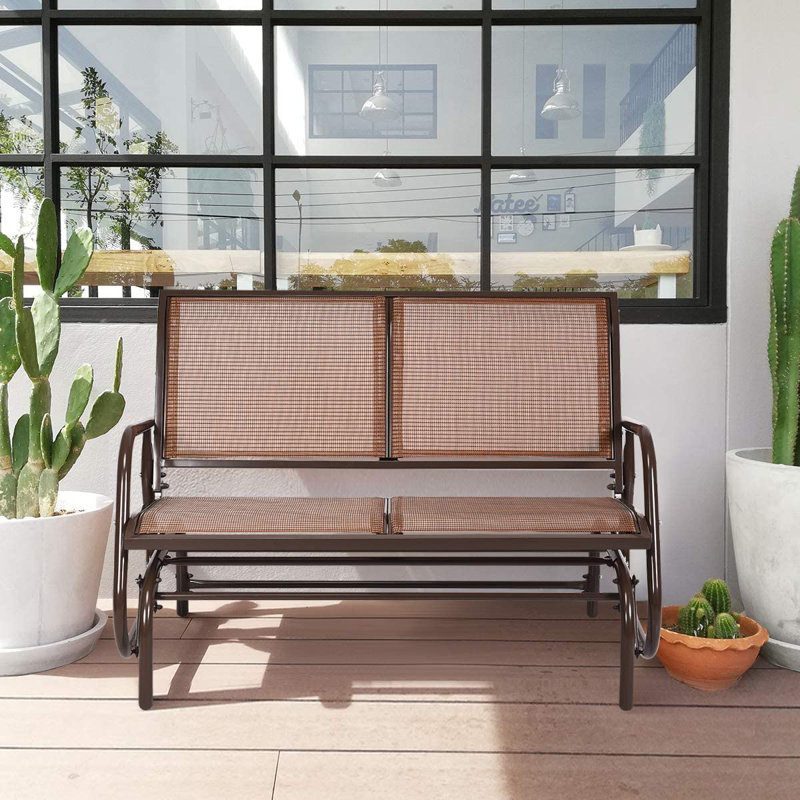 Chadley Metal Outdoor Bench, Brown