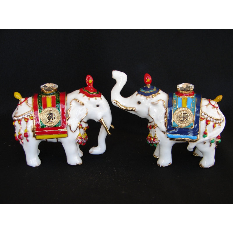 Ensemble de 2 figurines d'éléphants précieux
