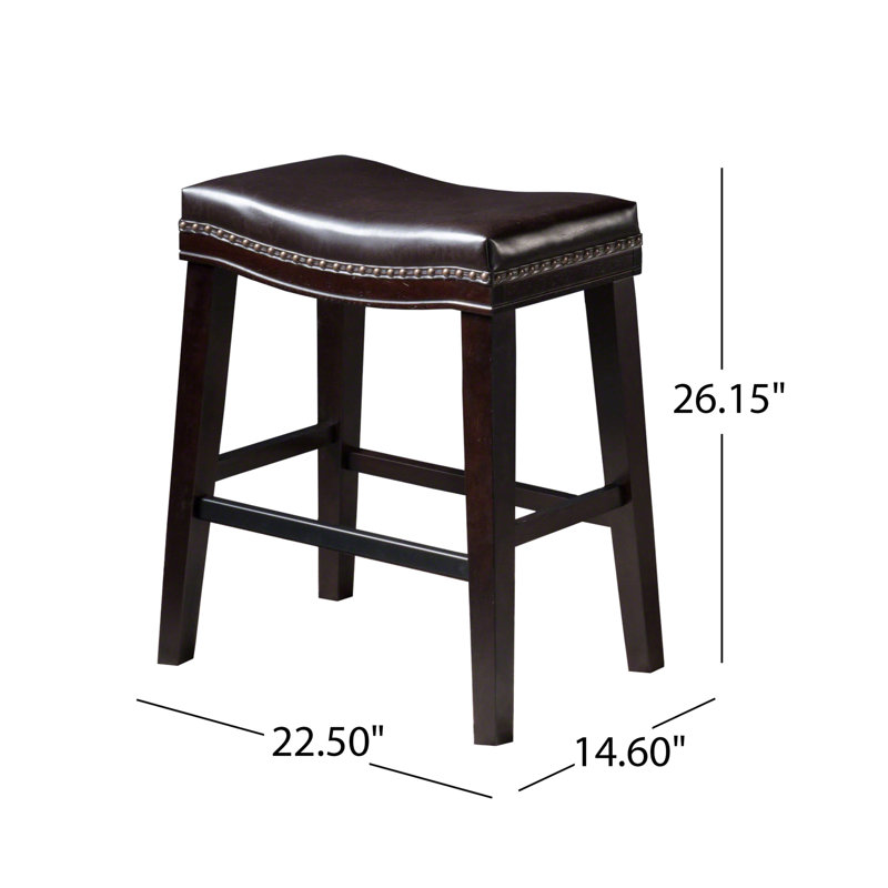 Contemporary Upholstered Saddle Counter Stool With Nailhead Trim And Elegant Design, Ideal For Kitchen And Bar Areas.