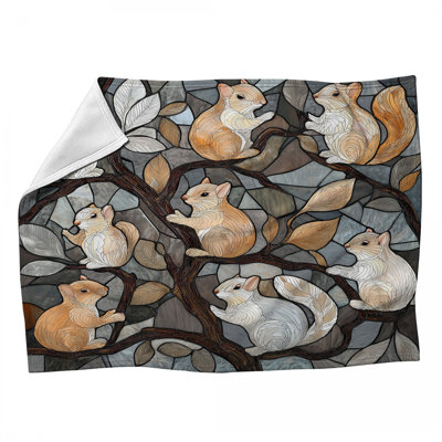 Jeté en molleton Squirrel Tree - Jets d'animaux pour canapés ou lits