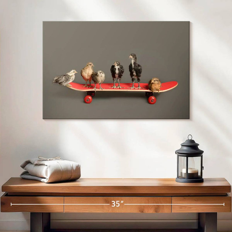 Brampt Chicks On Skateboard, 20" H x 30" W