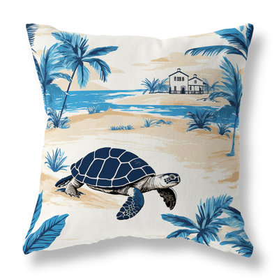 Sandy Shores Turtle Outdoor Reversible Throw Pillow
