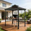 Spacious Outdoor Pergola Canopy With Double-Tiered Roof For BBQ And Poolside Use, Offering UV Protection And Ample Storage
