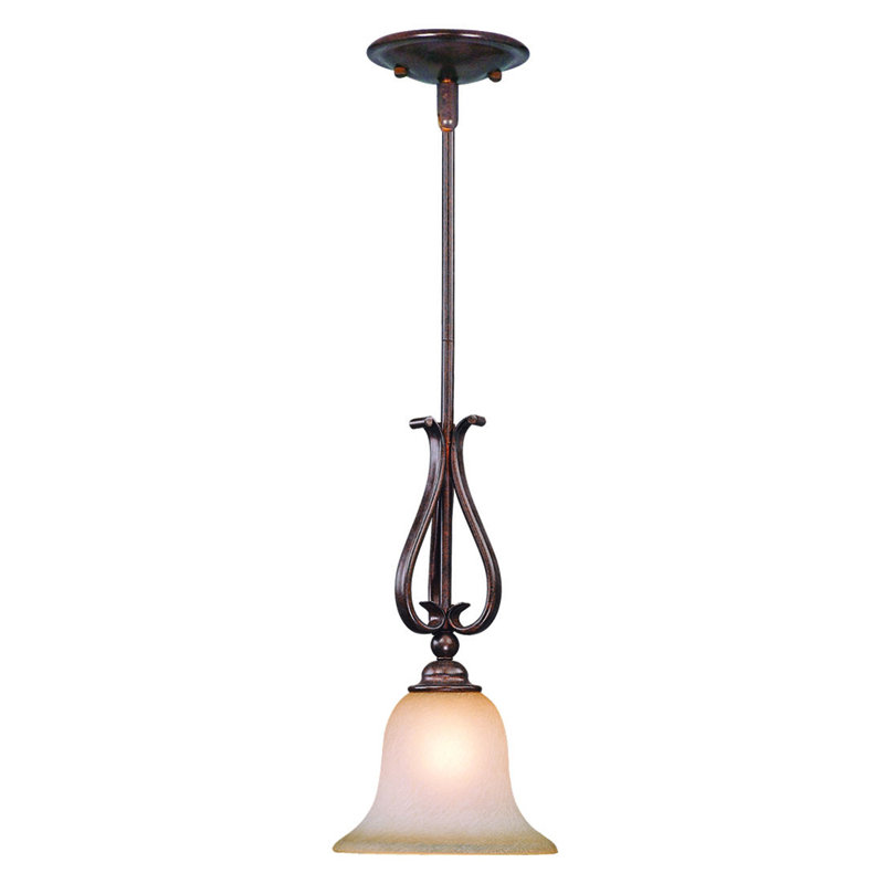Macalla 1-Light Frosted Glass Bell Pendant , Royal Bronze