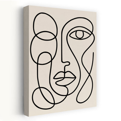 Minimalist Line Art Face Abstract Contemporary Minimalist Wall Art Print