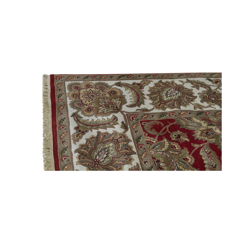 Tapis rouge et ivoire noué à la main de haute qualité