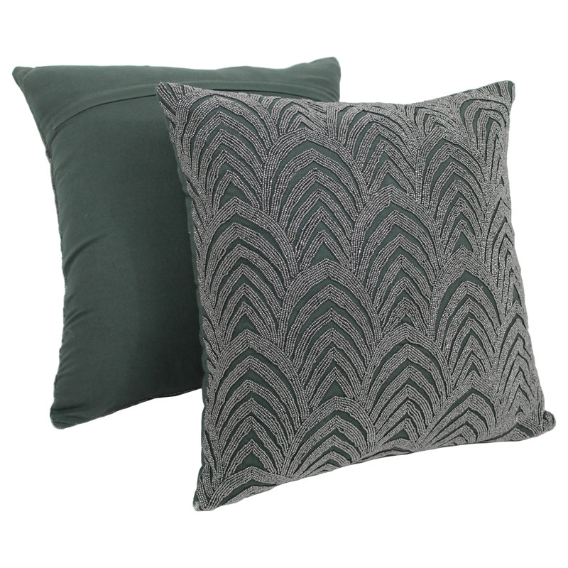 Appliqued Cotton Throw Pillow, Silver / Grey