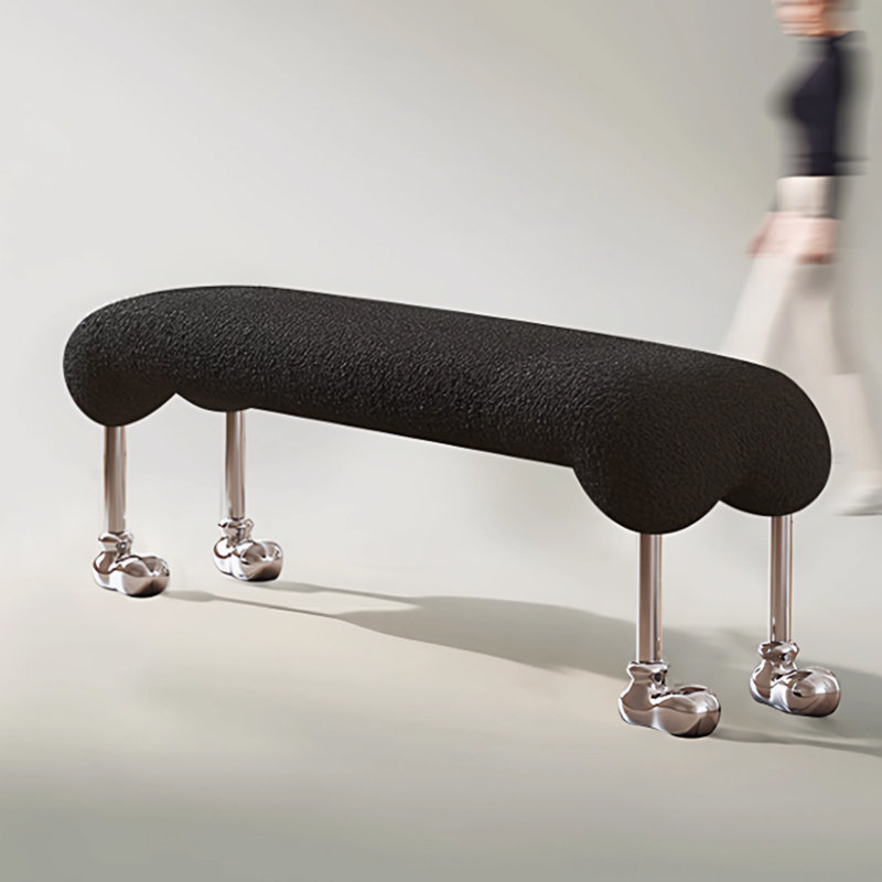 Banc rembourré en acier inoxydable noir Modern, Noir