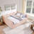 Queen Size Cozy Gingham Daybed with 2 Storage Drawers & USB Port – Sofa Bed for Bedroom, Living Room, Guest Room, Pink-1590977894-1590977888