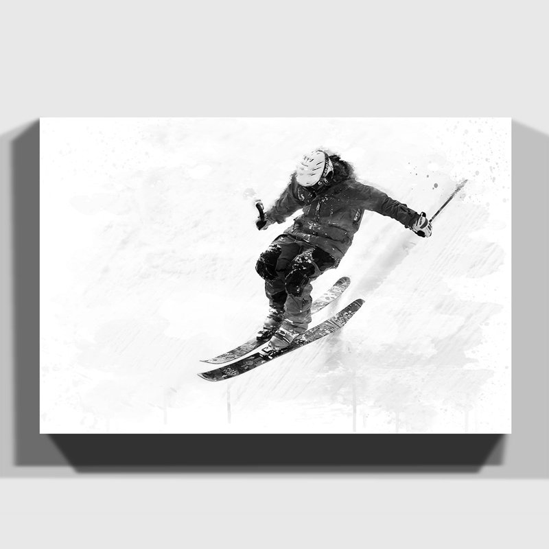 Skiing - Wall Art, 35cm H x 50cm W x 3cm D, Wrapped Canvas