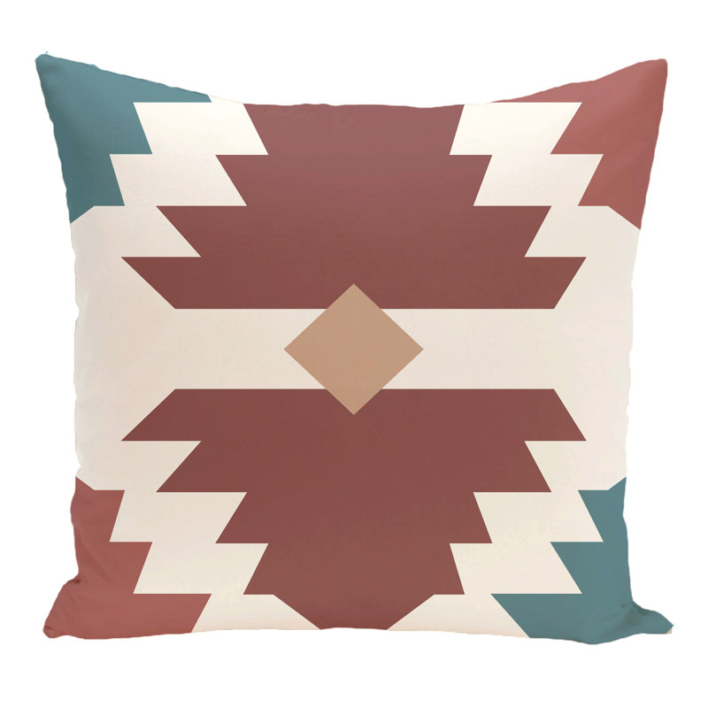 Geometric Reversible Throw Pillow, 26" H x 26" W, Orange