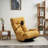 360 Degree Turning Chair, Adjustable Waist And Head, Yellow Metal, Soft Seat Lining Comfort Turning, Filled Padding Textile Material