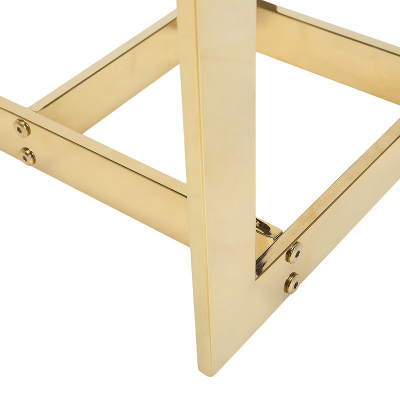 Runcorn Glass Top Cross Legs End Table, Gold
