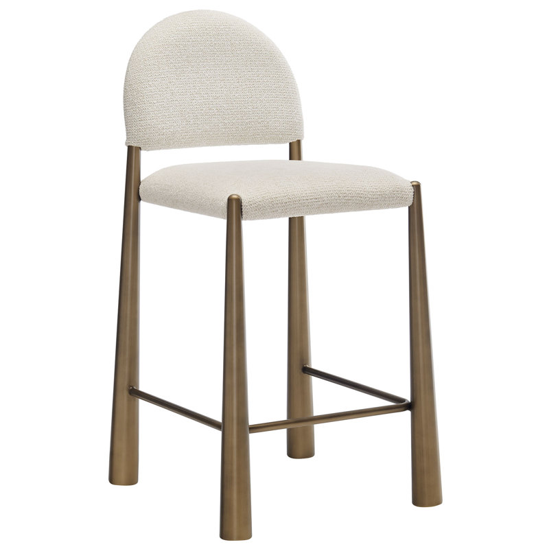 Hayley Upholstered Fabric Counter Stool, Brass, Cream
