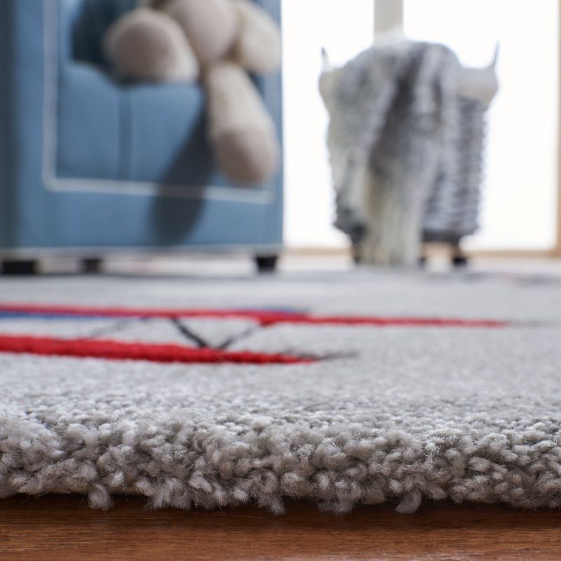 Haveman Light Gray/Red Area Rug, Rectangle 2'3" x 4'